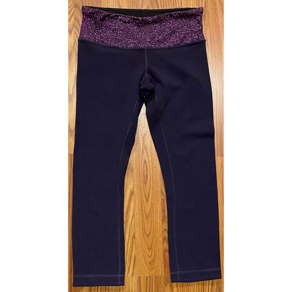 Lululemon Pants - Lululemon Women 4 Black Purple Wunder Under Crop III Leggings